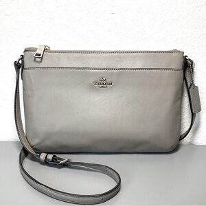 Coach East West Smooth Leather Slim Crossbody Bag in Taupe